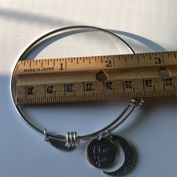 Vintage 925 Sterling Silver Charm Slider Bracelet I Love You To The Moon 13.44g - Picture 4 of 11